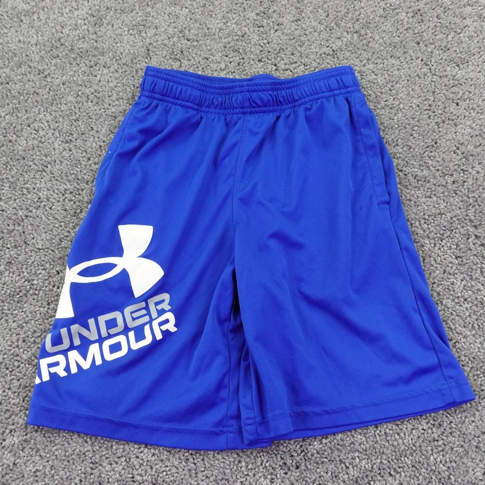 Under Armour Shorts Boys Medium Blue HeatGear Loose Athletic Gym Basketball Logo
